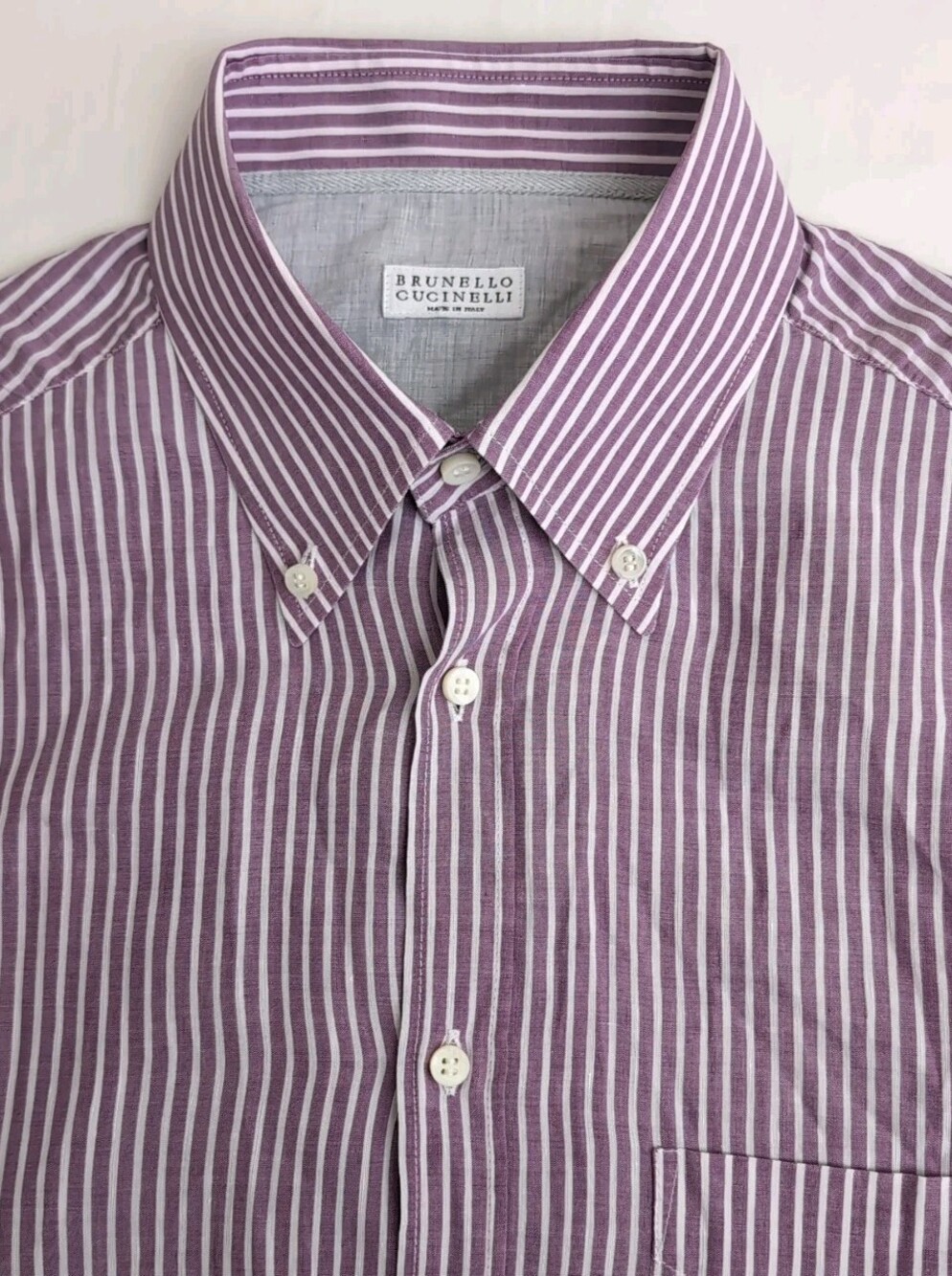 Brunello Cucinelli Men Linen Cotton Button Up Long Sleeve Dress Shirt Sz Medium